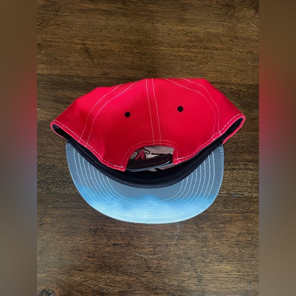 Anaheim Ducks x Angels Snapback Hat Cap Red Gray Gradient Brim SGA MLB NHL - Picture 4 of 6